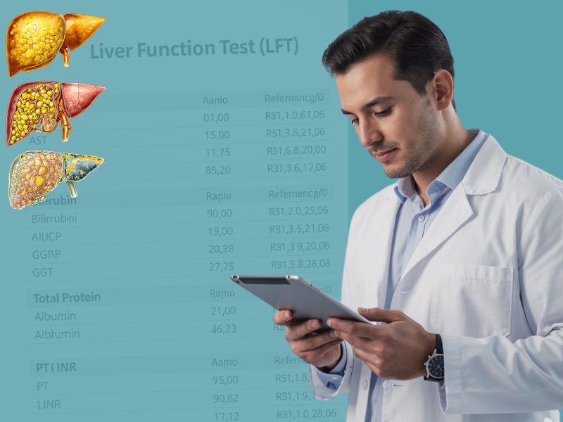 octor reviewing liver function test report