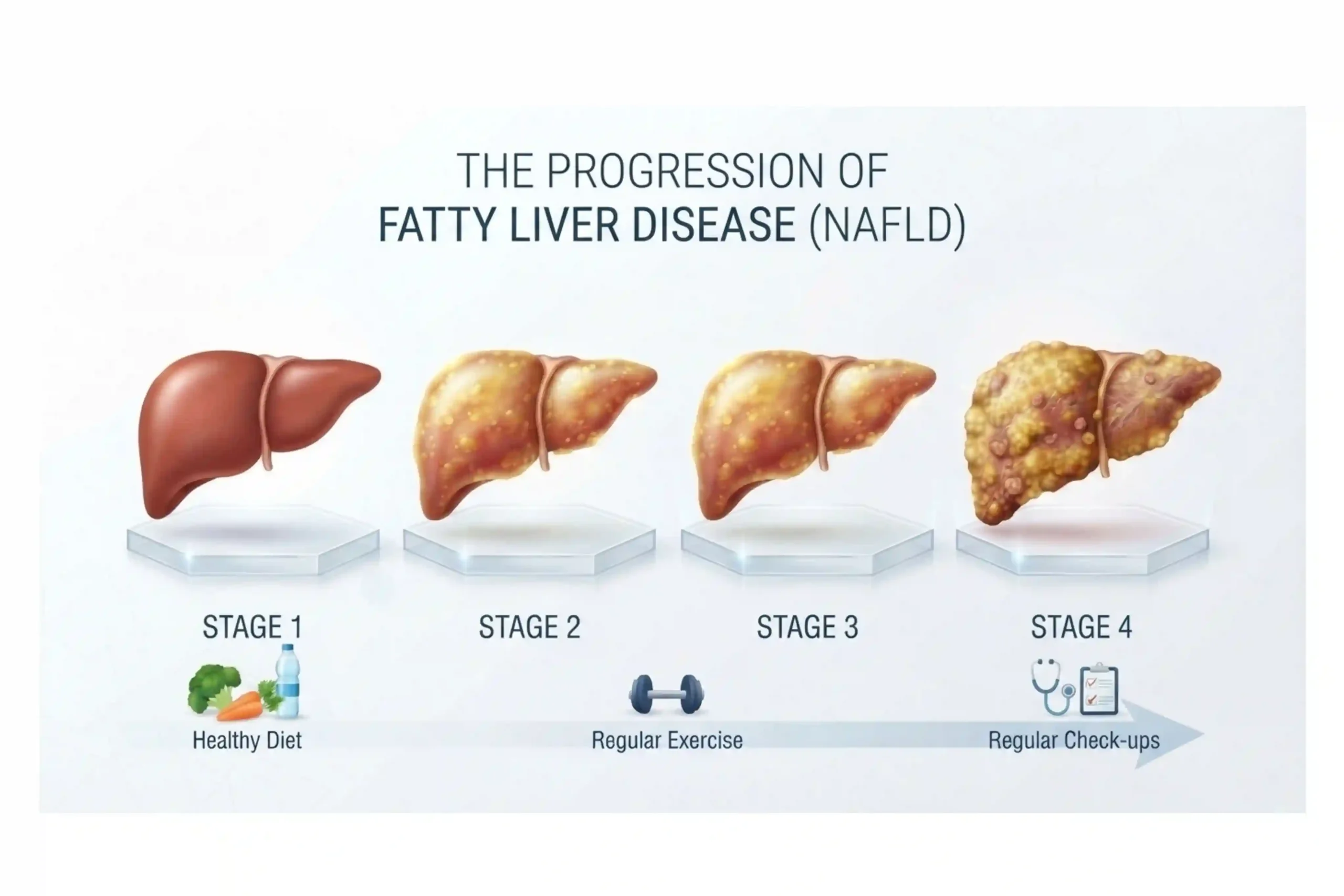 progression of fatty liver disease from stage 1 to stage 4