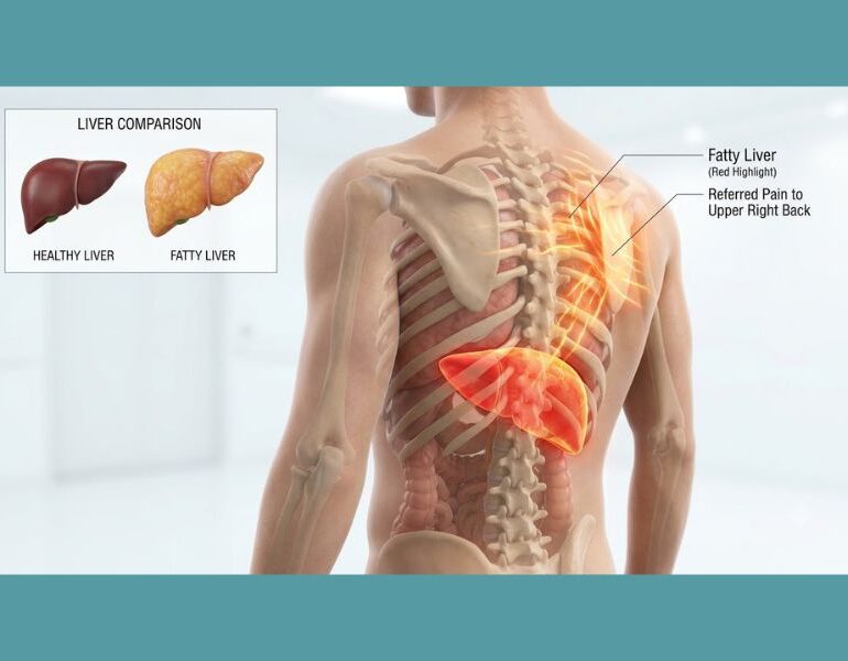 fatty liver and referred pain to the upper right back