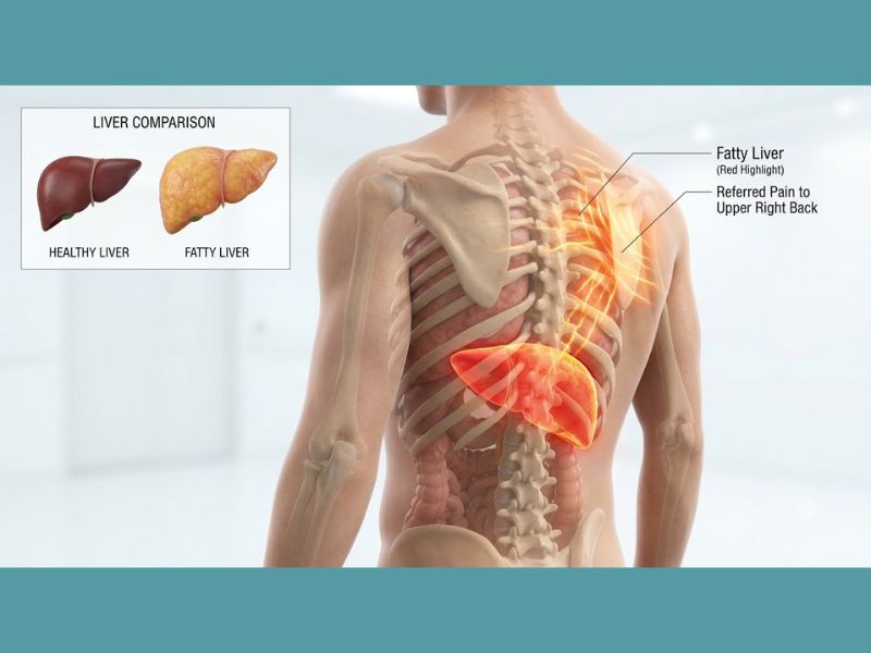 fatty liver and referred pain to the upper right back