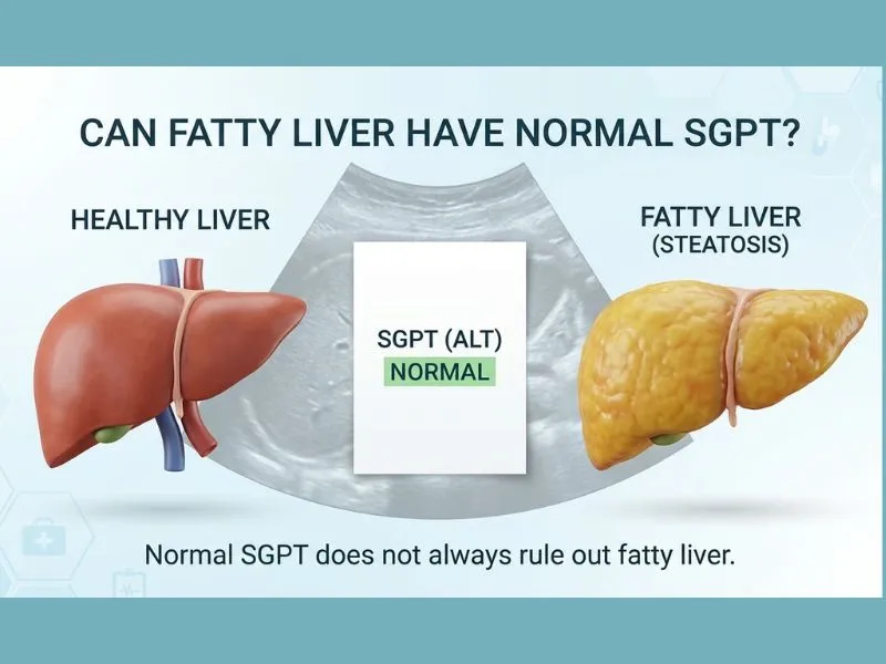 Can fatty liver have normal SGPT with healthy and fatty liver comparison