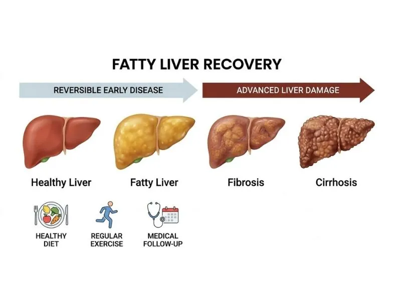 fatty liver recovery and progression from healthy liver to cirrhosis
